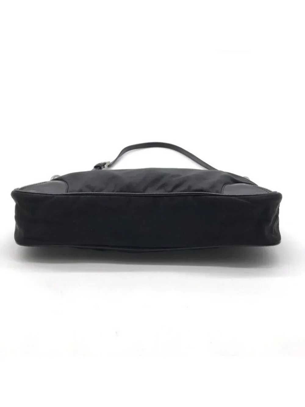 Prada Nylon Tessuto Leather Triangle Logo Shoulder Bag Black